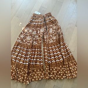 Bohemian Wide Leg Pants in Brown